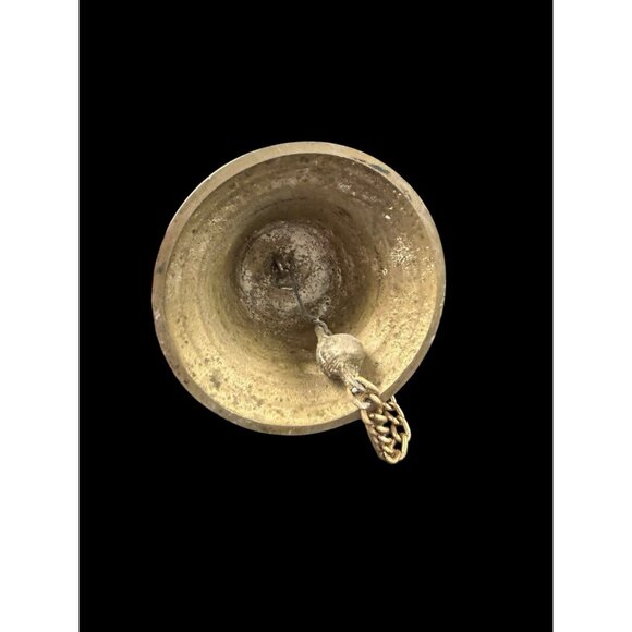 Solid Brass Wall Hanging Dinner School Bell Flared 3.75" diameter Vintage - Picture 5 of 8